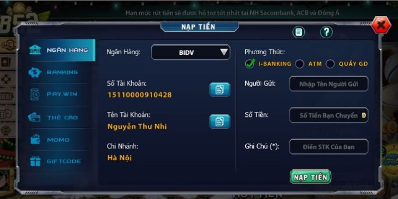 Sống động đẳng cấp - Khám phá thế giới Live Casino B52 Club 3 Hệ thống nạp rút thông minh - nhanh chóng