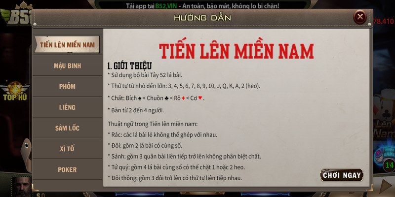 Tiến Lên Miền Nam B52 Club - Giải Mã Sức Hút Trong Giới Trẻ 3 Tìm hiểu luật chơi Tiến lên miền Nam B52 cho người mới