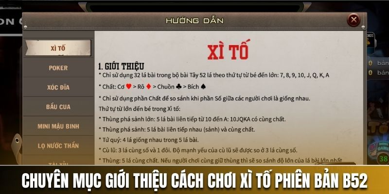 Xì Tố B52 Club - Đỉnh Cao Game Bài, Thưởng Lớn Hết Sẩy 3 Các thuật ngữ quan trọng trong xì tố B52 mà bạn cần biết